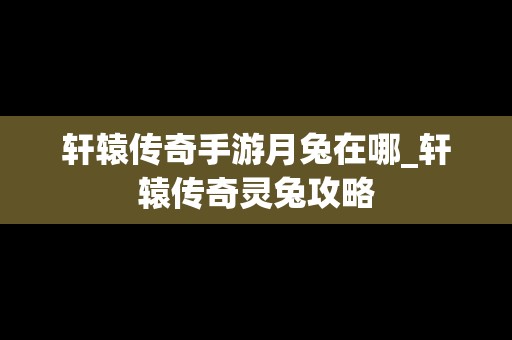 轩辕传奇手游月兔在哪_轩辕传奇灵兔攻略