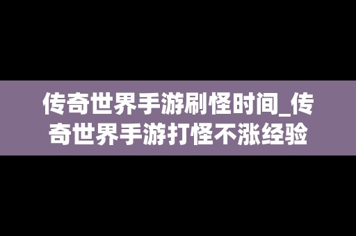 传奇世界手游刷怪时间_传奇世界手游打怪不涨经验