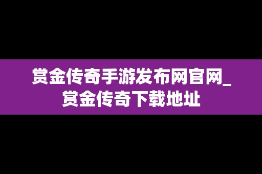 赏金传奇手游发布网官网_赏金传奇下载地址