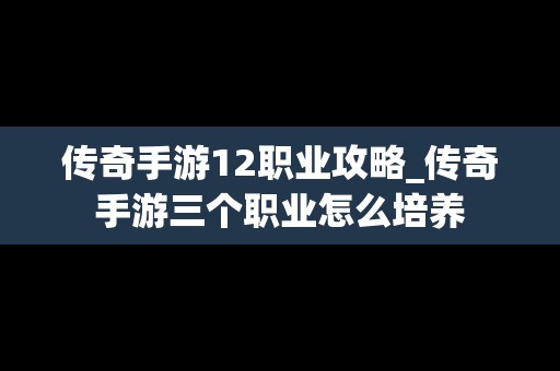 传奇手游12职业攻略_传奇手游三个职业怎么培养