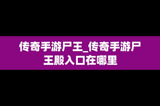 传奇手游尸王_传奇手游尸王殿入口在哪里