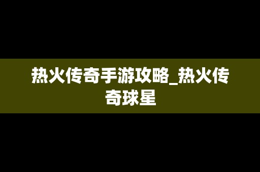 热火传奇手游攻略_热火传奇球星