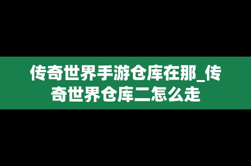 传奇世界手游仓库在那_传奇世界仓库二怎么走