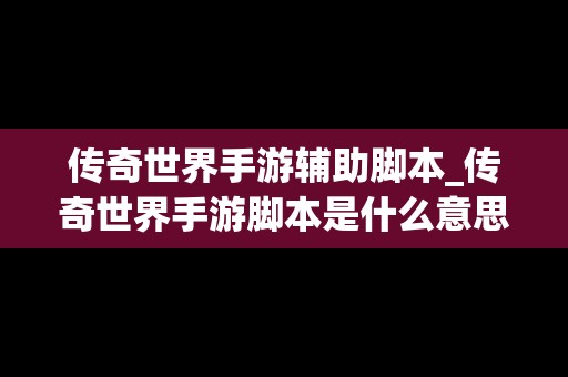 传奇世界手游辅助脚本_传奇世界手游脚本是什么意思