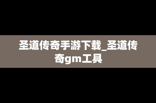 圣道传奇手游下载_圣道传奇gm工具