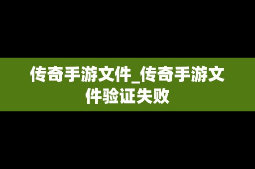 传奇手游文件_传奇手游文件验证失败