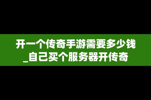 开一个传奇手游需要多少钱_自己买个服务器开传奇