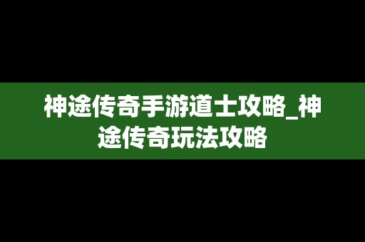 神途传奇手游道士攻略_神途传奇玩法攻略