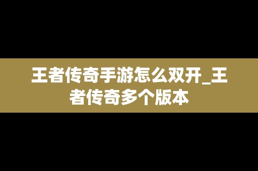 王者传奇手游怎么双开_王者传奇多个版本