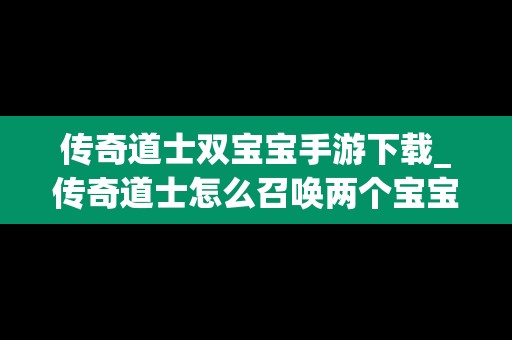 传奇道士双宝宝手游下载_传奇道士怎么召唤两个宝宝