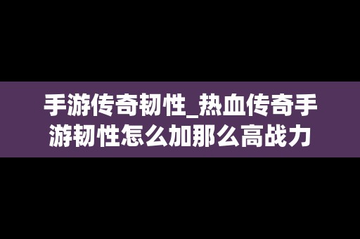 手游传奇韧性_热血传奇手游韧性怎么加那么高战力