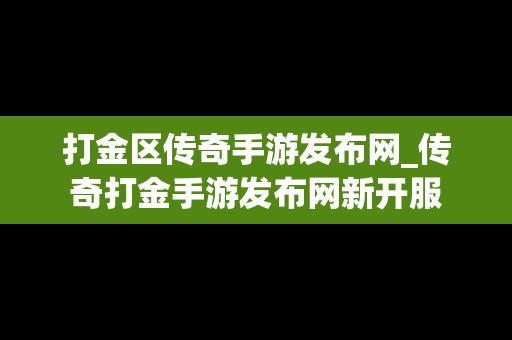 打金区传奇手游发布网_传奇打金手游发布网新开服