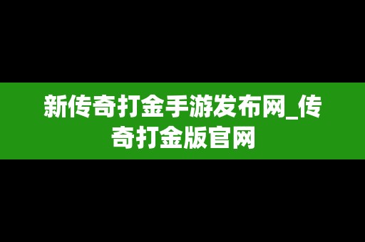 新传奇打金手游发布网_传奇打金版官网