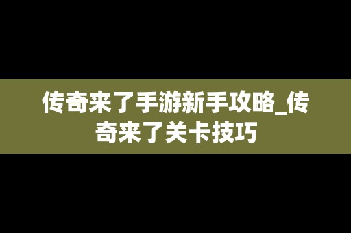 传奇来了手游新手攻略_传奇来了关卡技巧