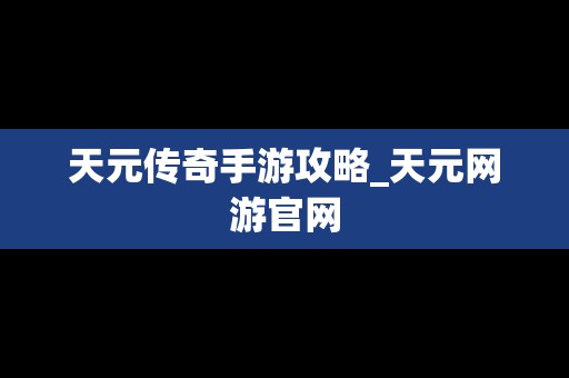 天元传奇手游攻略_天元网游官网