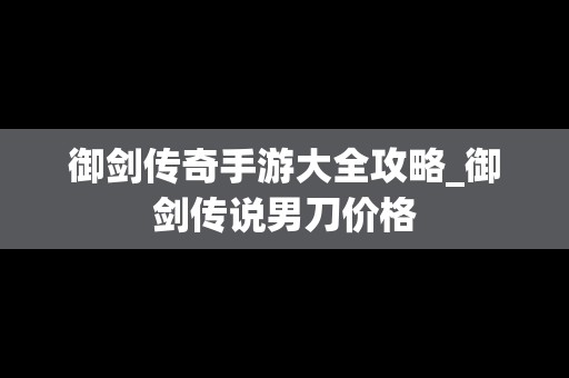 御剑传奇手游大全攻略_御剑传说男刀价格