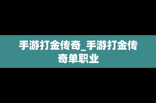 手游打金传奇_手游打金传奇单职业