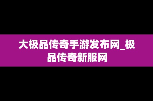 大极品传奇手游发布网_极品传奇新服网