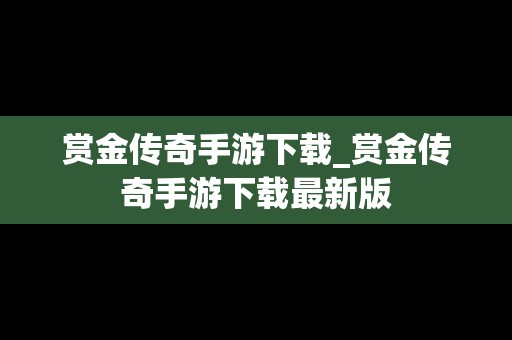 赏金传奇手游下载_赏金传奇手游下载最新版